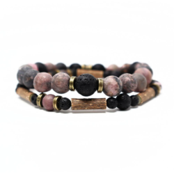 Pure Hazelwood Rhodonite Duo Bracelet, "Emotions Collection"