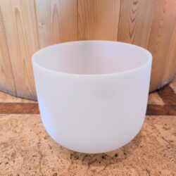 Throat Chakra Quartz Crystal Frosted Singing Bowl, Note G, 8"