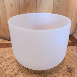 Heart Chakra Quartz Crystal Frosted Singing Bowl, Note F, 8"