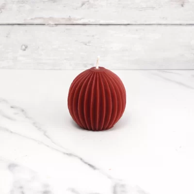 Honey Candles® Burgundy Beeswax Fluted Sphere Candle