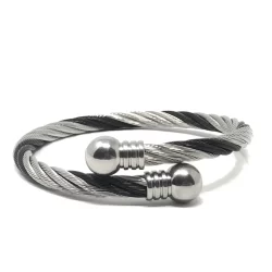 Mystech Cable Expanding 7.83Hz Bracelet Thick - Stainless Steel and Black