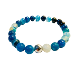 Mystech Fancy Mineral Stretch 7.83Hz Bracelet — Blue Banded Agate