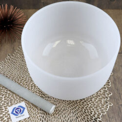 Frosted Quartz Tuned Crystal Singing Bowl, Third Eye Chakra, Note A