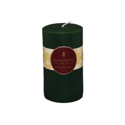 Honey Candles® Round Forest Green Beeswax Pillar Candle, 5 Inch