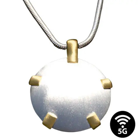 SALE! - Bioel Shield Round Pendant – .925 silver/14k Gold Tabs – Level 3 Satin