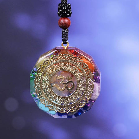 Orgone Pendant OM Sacred Geometry Clear