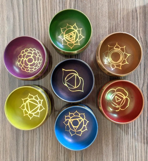 Tibetan Crown Chakra Singing Bowl Gift Set with Baton Medium PURPLE