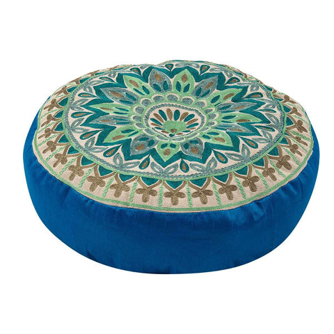 Meditation Cushion Round 16" Mandala Turquoise