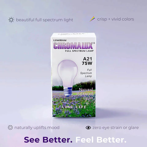 Chromalux® Full Spectrum A21 Clear Bulb 75W