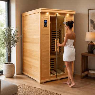 2-Person Far Infrared Sauna with Red Light Panel - INTRODUCTORY PRICE. **Please call for shipping and/or delivery quote