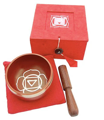 Tibetan Root Chakra Singing Bowl Gift Set with Baton