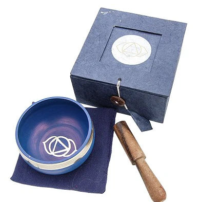 Tibetan Third Eye Chakra Singing Bowl Gift Set with Baton in a Gift Box