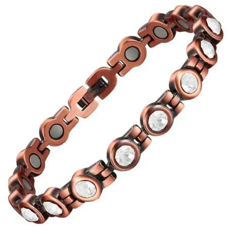 Magnetic Pulsed Energy Therapeutic Copper Bracelet With CRYSTALS, Women’s (16 Magnets)