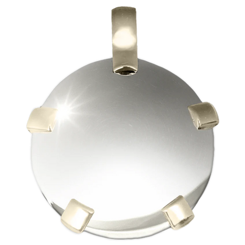 SALE! - Discontinued Bioel Shield Round Pendant – .925 silver/14k White Gold Tabs – Level 3 Polished