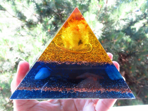 Yellow Blue Orgone Pyramid