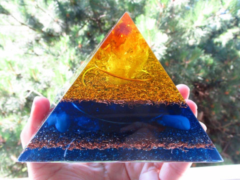 Yellow Blue Orgone Pyramid