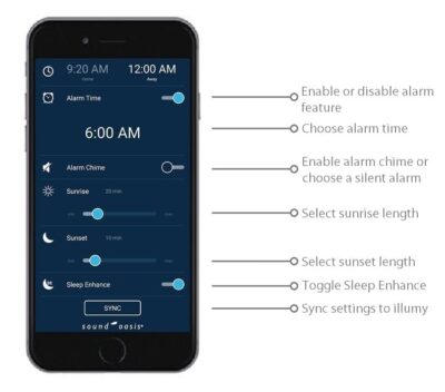 Choose all of your sunset and sunrise wakeup settings with an easy to use App