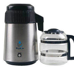 MegaHome Stainless Steel Countertop Water Distiller, Black with Glass Bottle
