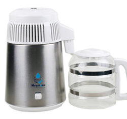 MegaHome Stainless Steel Countertop Water Distiller, White with Glass Bottle